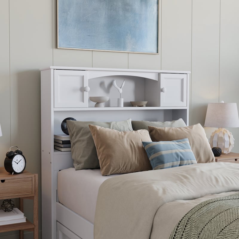 Handmade Twin Headboard - Solid Wood Bed Frame Mount, Storage Shelves, USB Charger, Durable Finish