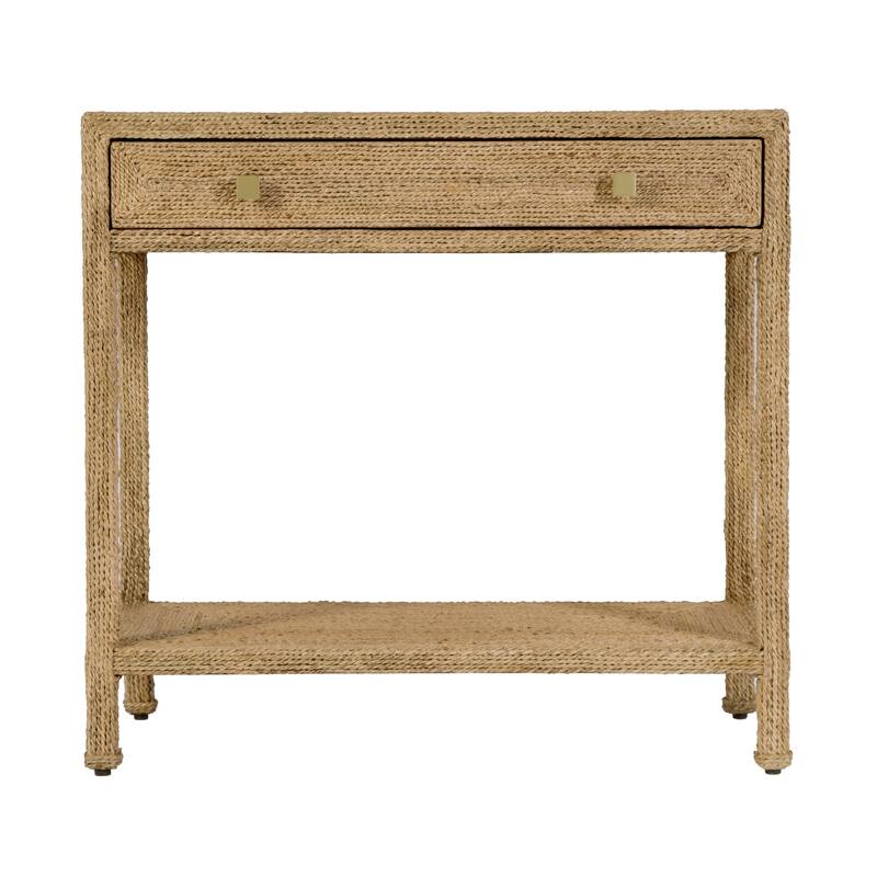 Como 31.5 in. W Rectangular Banana Leaf 1 Drawer Console Table with Lower Open Shelf