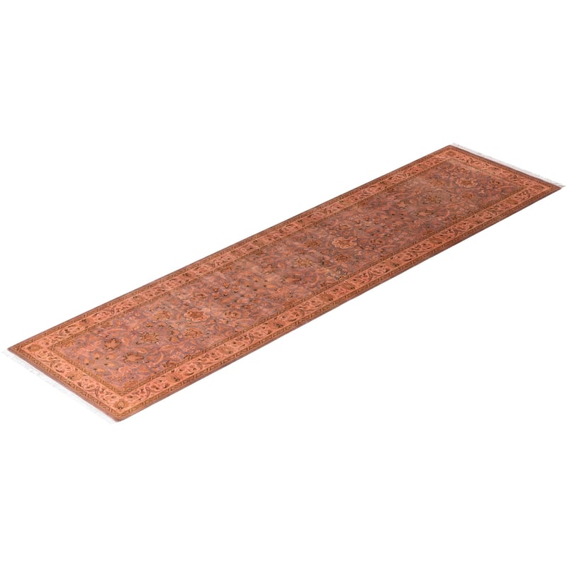 Overton Hand Knotted Wool Vintage Inspired Modern Contemporary Overdyed Gray Runner Rug - 2' 7" x 10' 2"