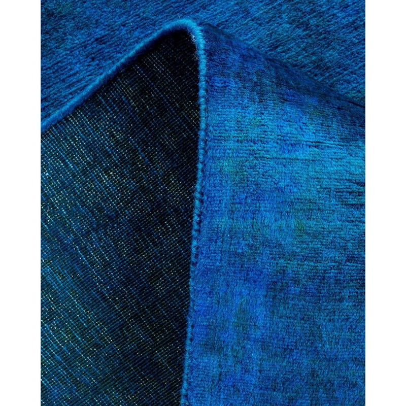 Overton Hand Knotted Wool Vintage Inspired Modern Contemporary Overdyed Blue Area Rug - 3' 2" x 5' 1"