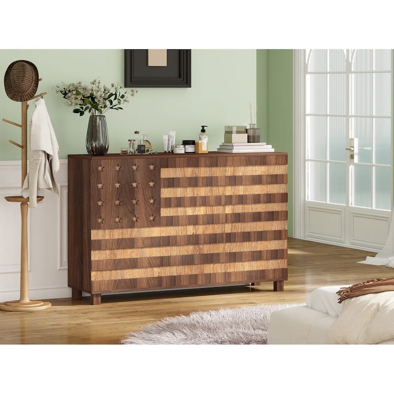 55" Buffet Sideboard Cabinet with Storage, Storage cabinet With Hand Carved Craftsmanship with 2 Drawers and 3 Doors