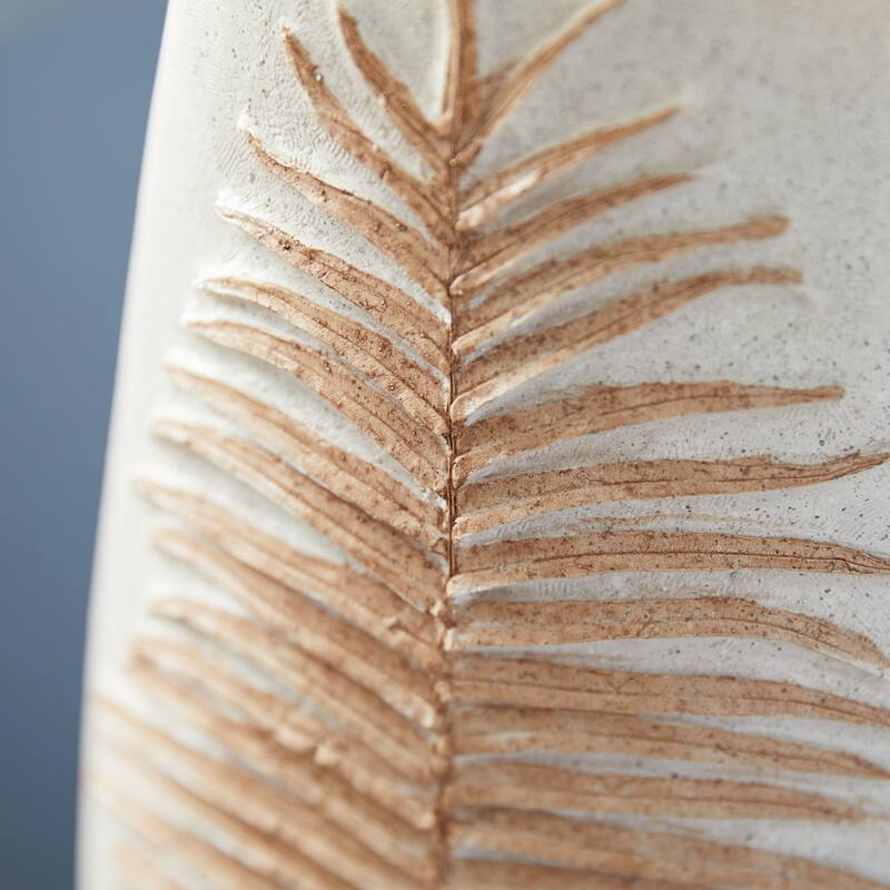 Polystone Leaf Decorative Vase - White - Roche River Decor