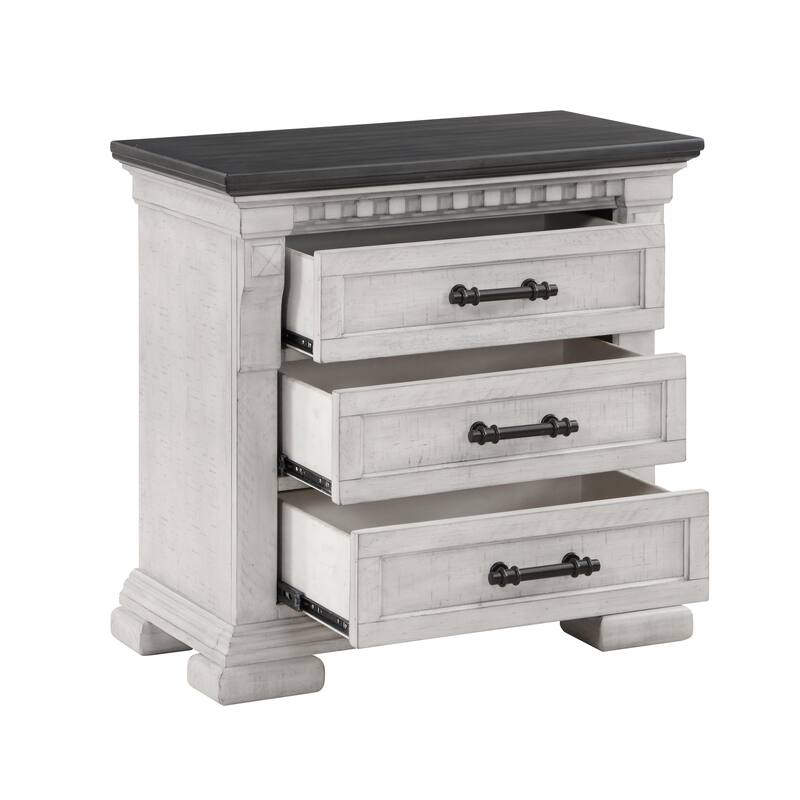 Faith Elegant Transitional Nightstand Compact Design with Three-Drawer Storage