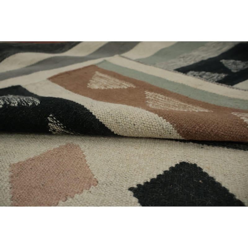 Hand Woven Oriental 100% Wool Carpet Southwestern Tribal Multi-Colored Kilim Area Rug - 12' 5'' X 8' 9''