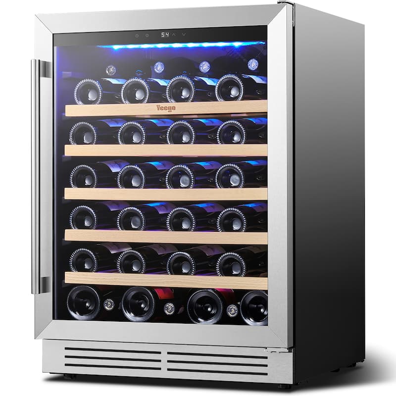 24 Inch Wine/Beverage Refrigerator Cooler 47 Bottle Built-in/Freestanding Wine Rack