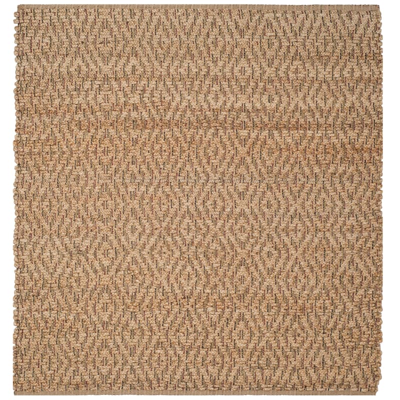 SAFAVIEH Handmade Natural Fiber Vilborg Jute Rug - 6' Square - Natural/Red