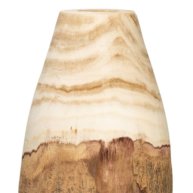 13"H Carved Paulownia Wood Vase with Live Edge (Each one will vary)
