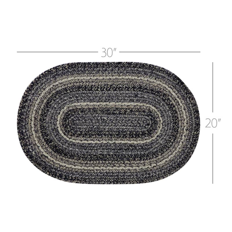Sawyer Mill Black White Jute Rug Oval w/ Pad 20x30