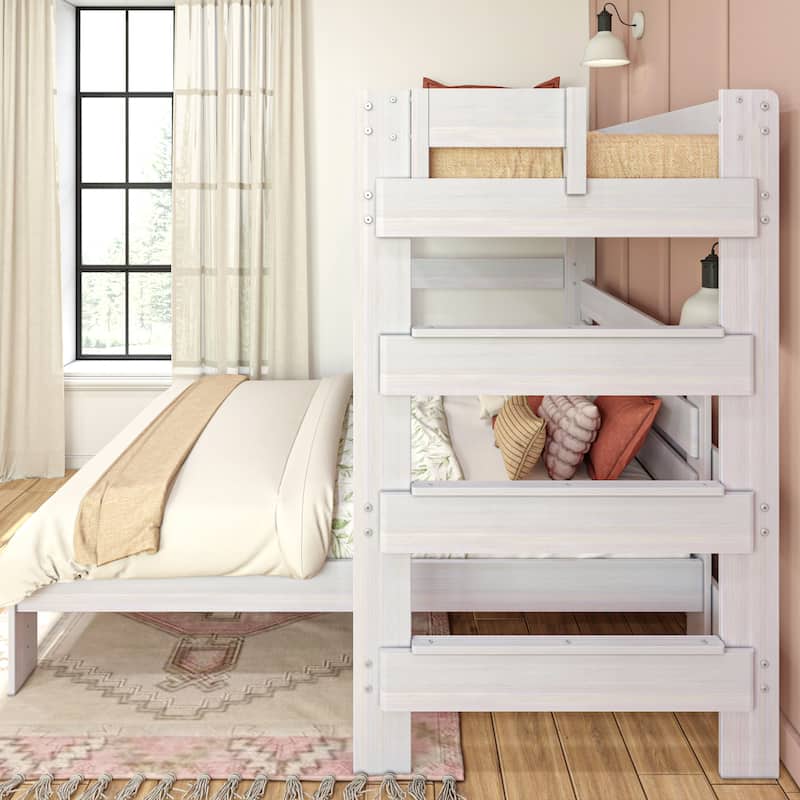 Max and Lily Farmhouse Twin over Queen L Shaped Bunk Bed