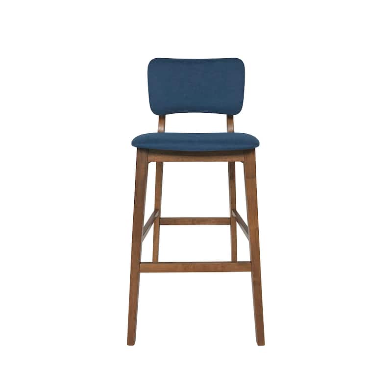 Modern Set of 2 Bar Stools with Padded Backrest, Upholstered Seat, Wooden Frame, Footrest, for Bar Dining Room Living Room