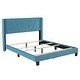 preview thumbnail 5 of 25, Queen Size Glam Velvet Wingback Upholstered Platform Bed with Foam Padded Headboard / Box Spring Needed / Fit up to 500LBS