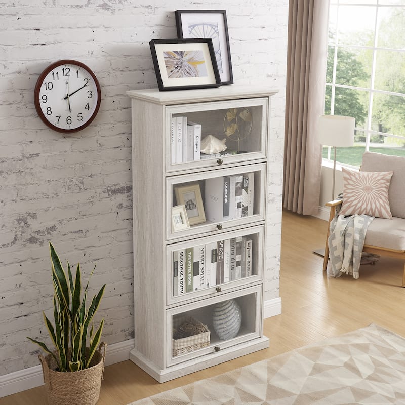 GDF Studio - Modern Cabinet Storage Curio Cabinet with Flip-Up Doors