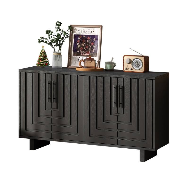 Modern 59" Sideboard Storage Cabinet with 4-Door and Metal Handles for Home Organization