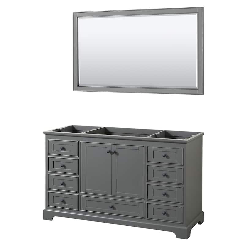 Deborah 60-inch Single Bathroom Vanity, 58-inch Mirror - Dark Gray, Black Trim, No Top