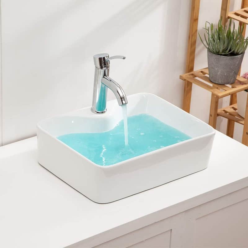 Rectangle Above Counter Porcelain Ceramic Bathroom Vessel Vanity Sink