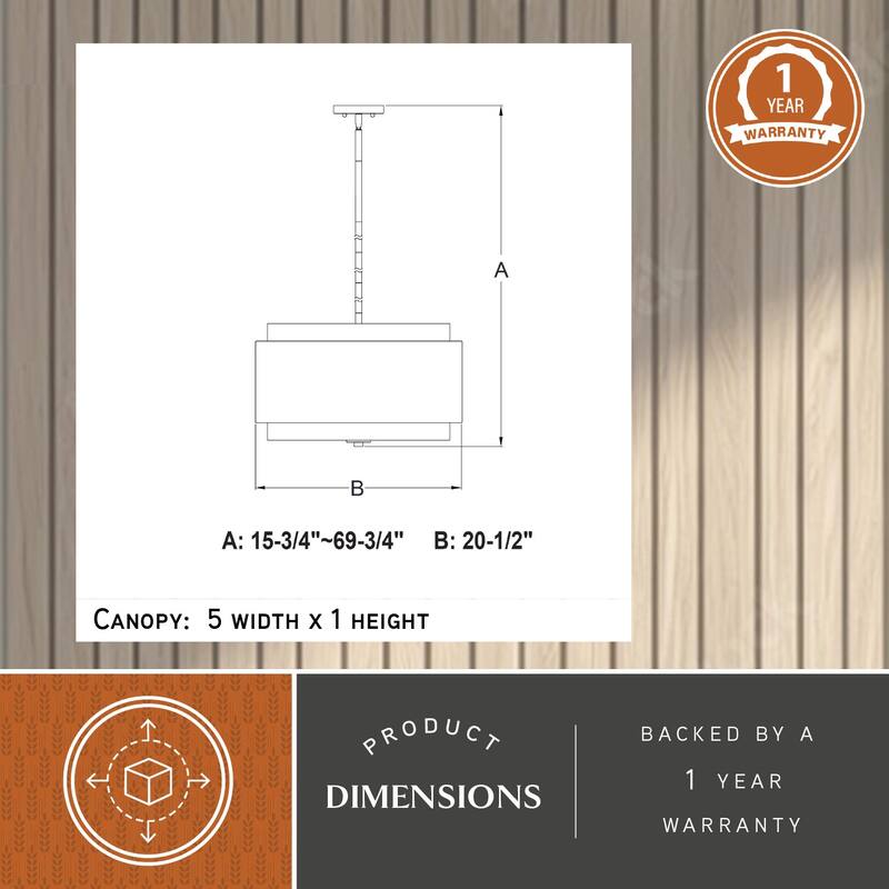 Burnaby 4 Light Mid-Century Modern Drum Pendant White Linen - 20.5-in W x 15.75-in H x 20.5-in D