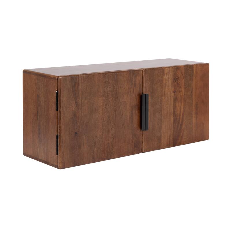 Kate and Laurel Atwood Wall Cabinet - 32x10x14 - Walnut Brown