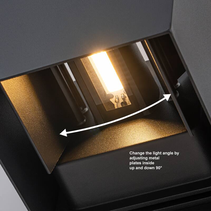 Modern Square 2-Light Wall Sconce Outdoor LED Wall Light - 5.4-in H x 5.4-in W x 5.7-in D