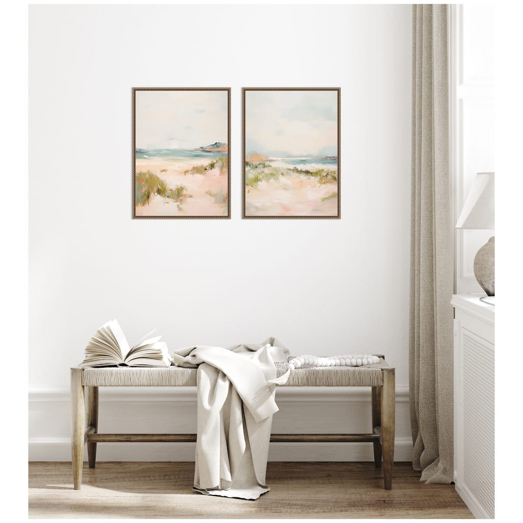 Kate and Laurel Gold Tranquil Landscape 2 Piece Framed Canvas Wall Art Set by Amy Lighthall