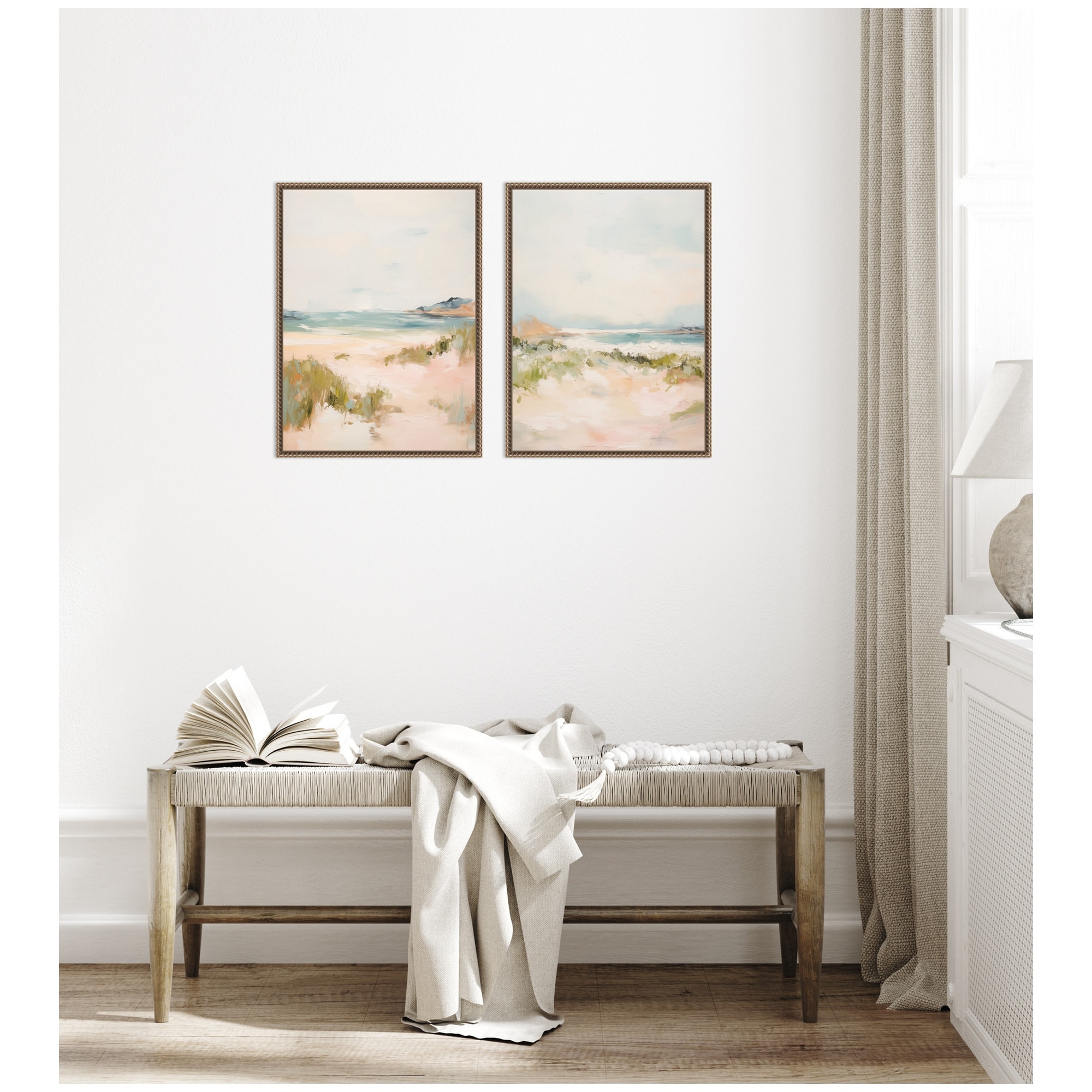 Kate and Laurel Gold Tranquil Landscape 2 Piece Framed Canvas Wall Art Set by Amy Lighthall