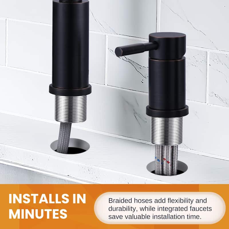 WOWOW Single Handle Pull Down Kitchen Faucet with Soap Dispenser