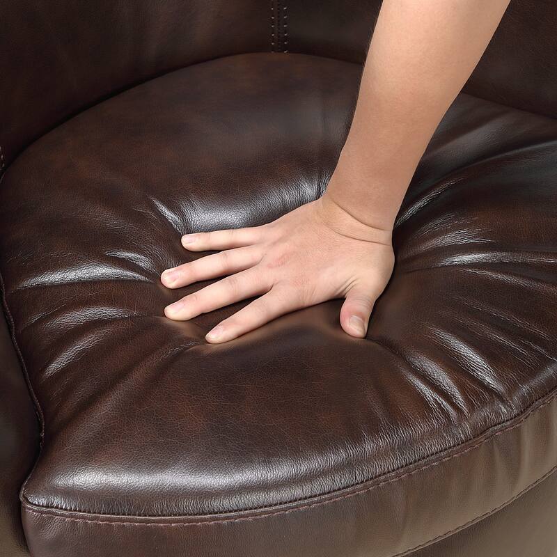 Ellis 31" Leather Swivel Chair - 360-Degree Swivel