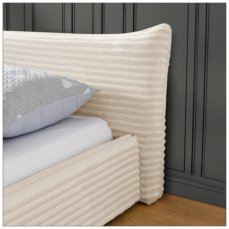 Queen Size Upholstered Bed FrameAnd velvet fabric No Box Spring Required