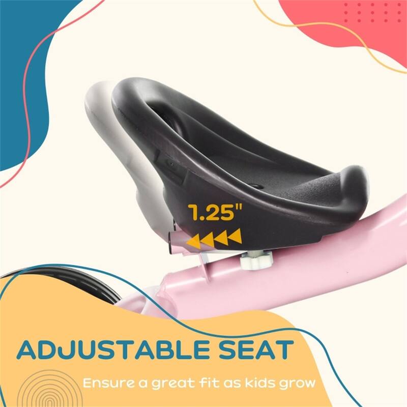 Children’s Adjustable Seat Tricycle with Safety Belt and Steel Frame for Fun Ride-On Toy - 31.5" L x 19" W x 24.75" H