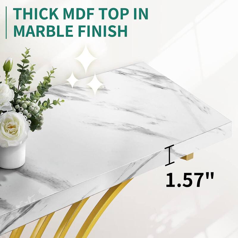 Moasis 39" Modern Faux Marble Console Table with Gold Base, Entryway Sofa Table for Living Room