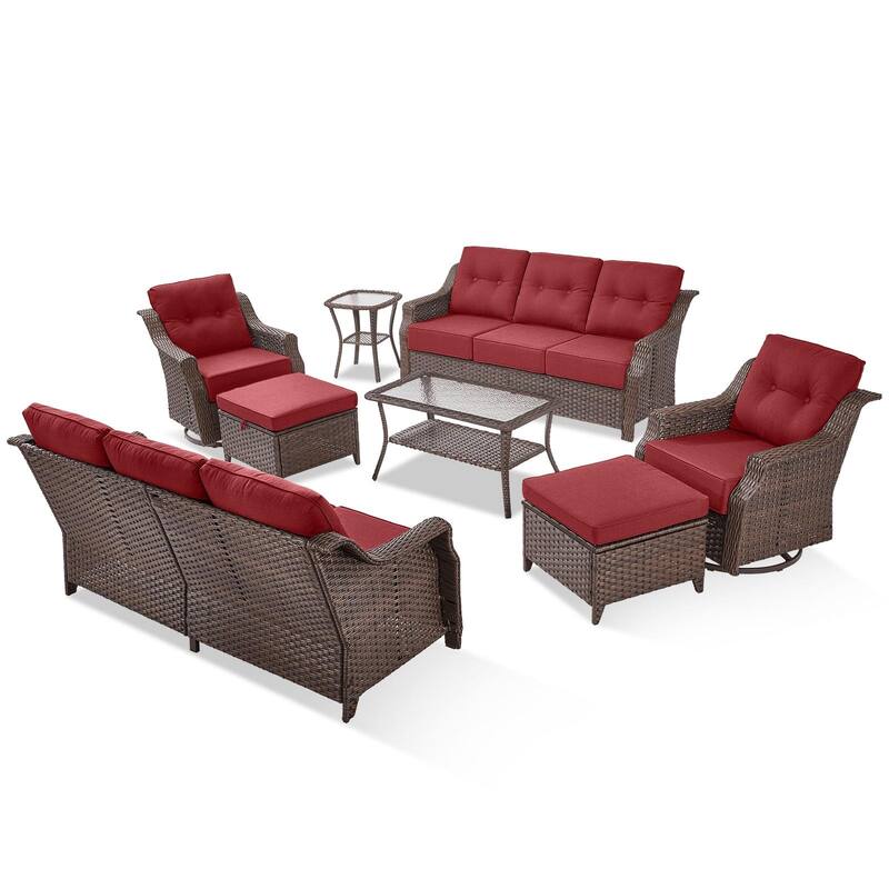 Pocassy Wicker Sofa Chair Set for Garden
