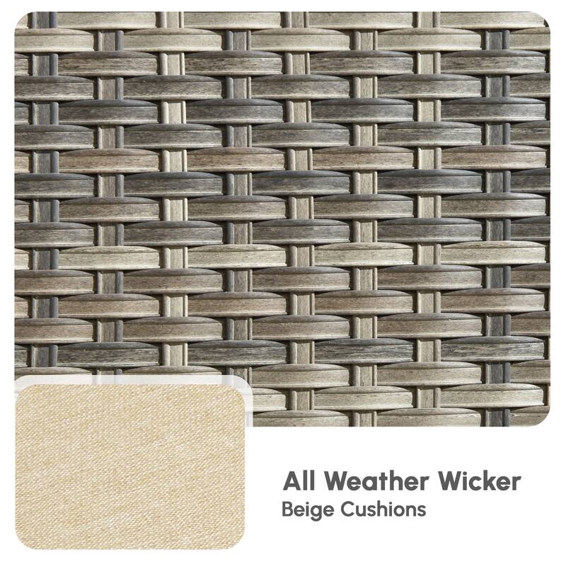 OVIOS 8 Pieces Outdoor Patio Swivel Chair Conversation Set with Fire Table