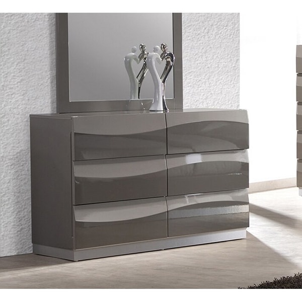 Somette Devlin Gloss Grey 6 drawer Dresser Bed Bath Beyond