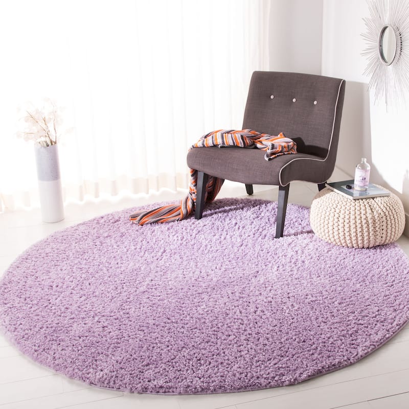 SAFAVIEH August Shag Solid 1.2-inch Thick Area Rug - 4' Round - Lilac