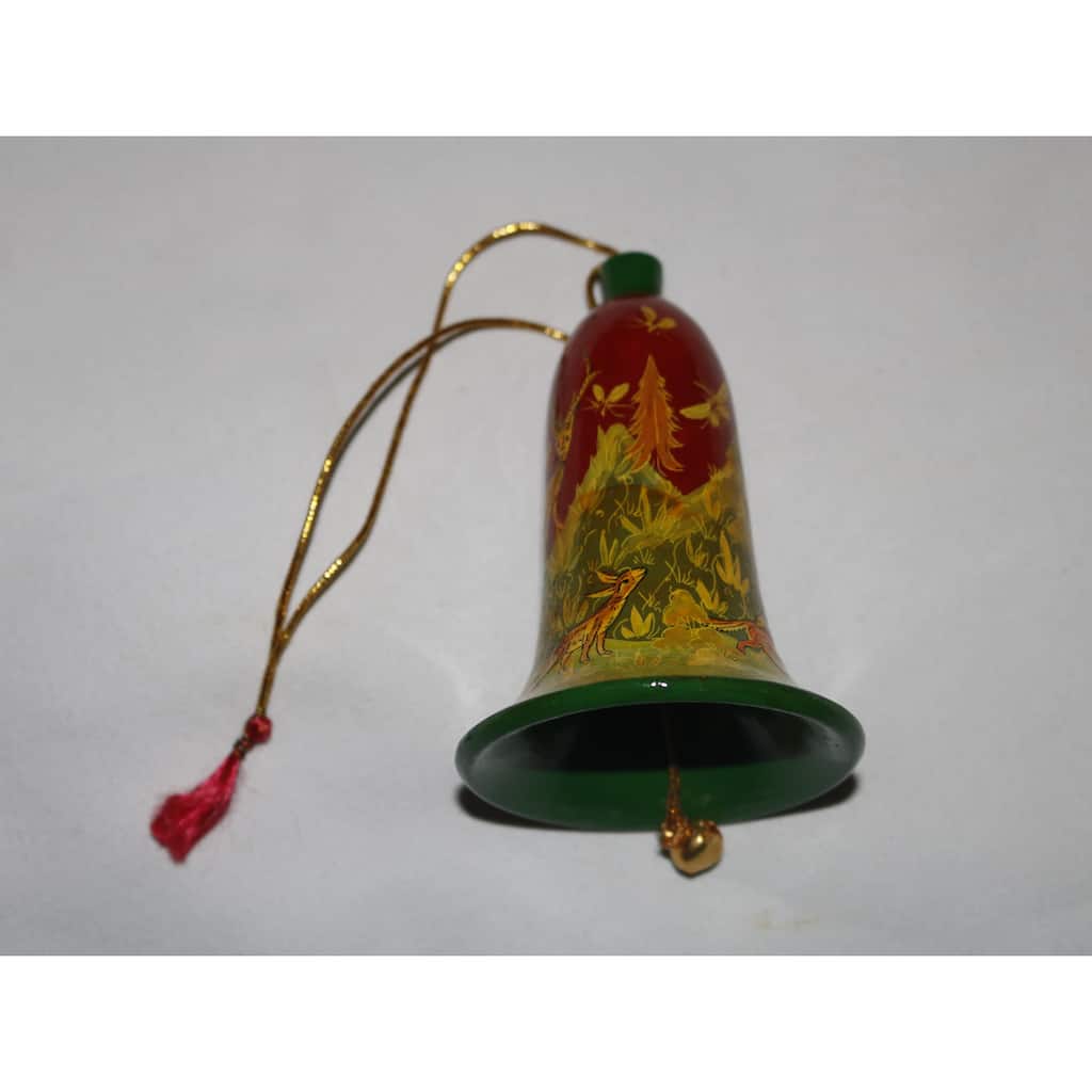 Handmade Christmas Ornaments Hand Painted by Artisan on Recycled Paper - Bell 2.1 - One Size