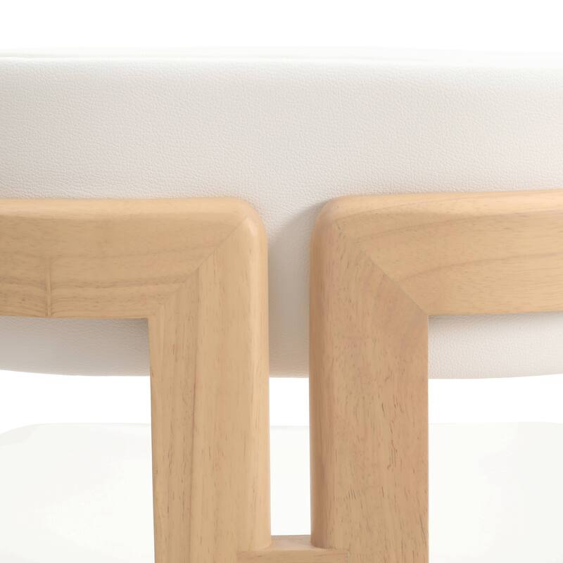 Dining Chairs Upholstered Leather Seats in Rubberwood Set of 4 Arm Chairs Open Back Design