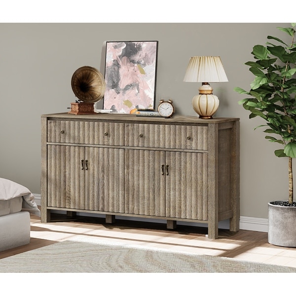 Curved Design Light Luxury Sideboard with Adjustable Shelves,Suitable