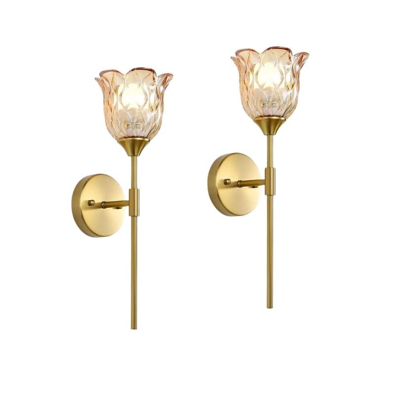 2 Pack light fixture gold battery operated wall sconce metal wall light