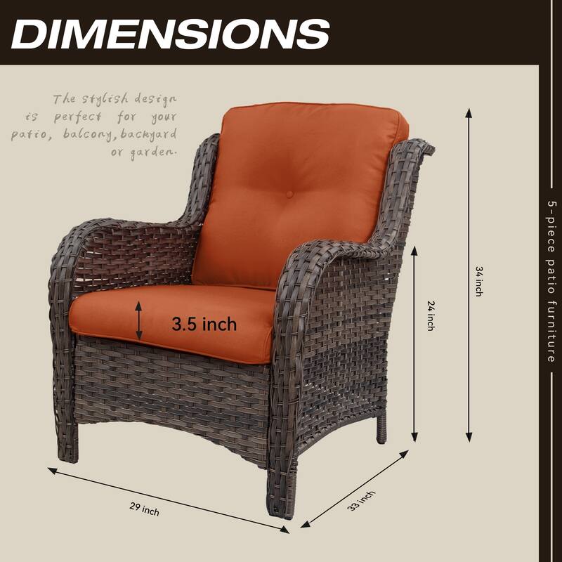 Cozywor 2-Piece Outdoor Patio Ratten Wicker Lounge Chair WIth Cushion