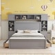 preview thumbnail 56 of 105, Modern Platform Bed with Integrated Cabinet, Trundle Bed and Drawers Grey - Queen