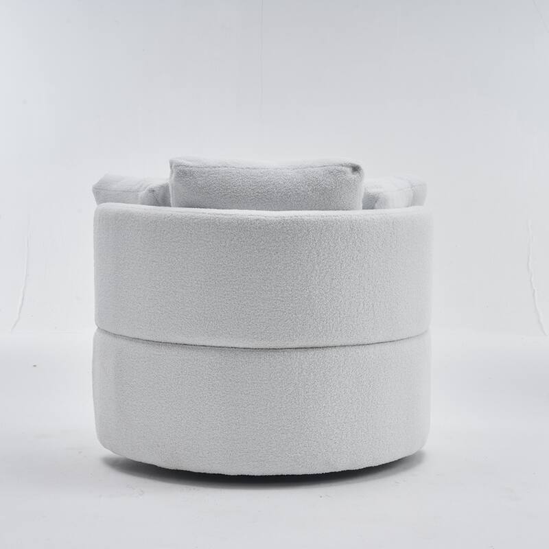 Teddy Fabric Swivel Storage Chair With Back Cushion