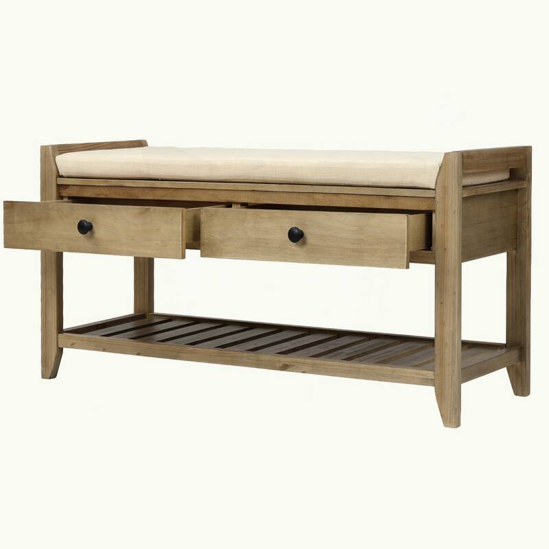 Shoe Rack with Cushioned Seat and Drawers