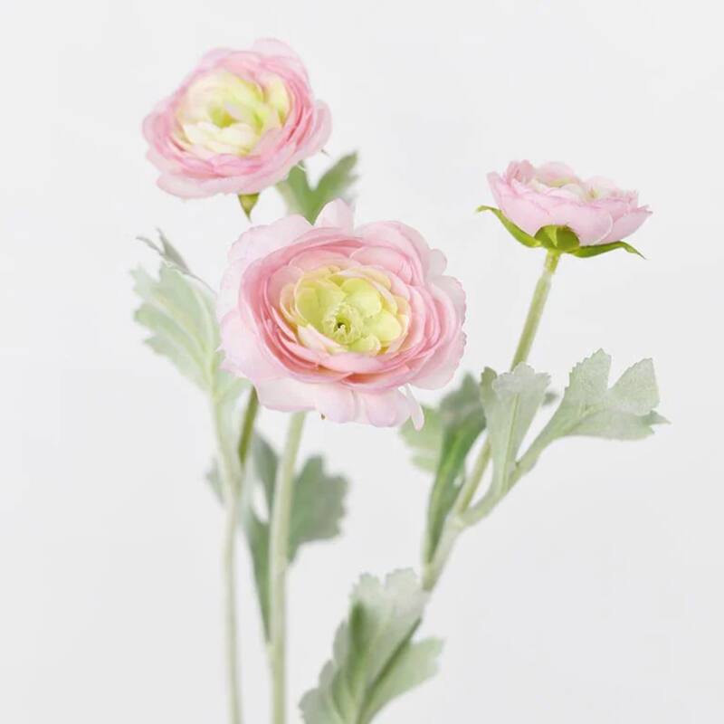 Silk Decorative Artificial Ranunculus Flower(Pack of 1 Branch)