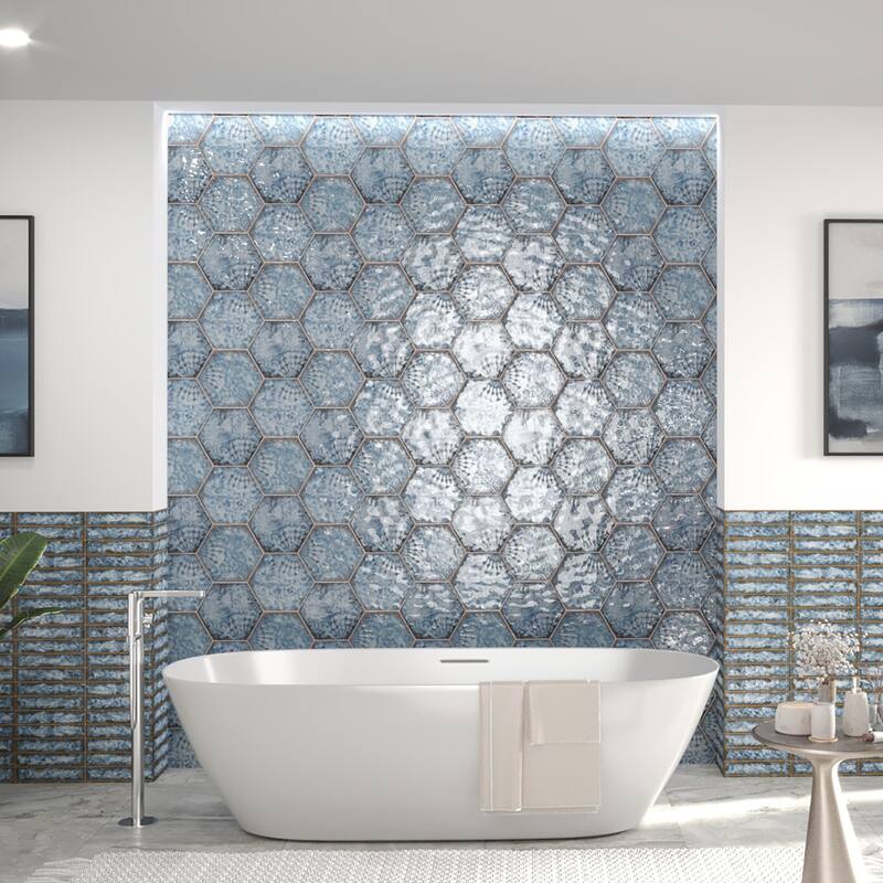 Merola Tile Gaudi React Hex Marina 8-5/8" x 9-7/8" Porcelain Floor and Wall Tile