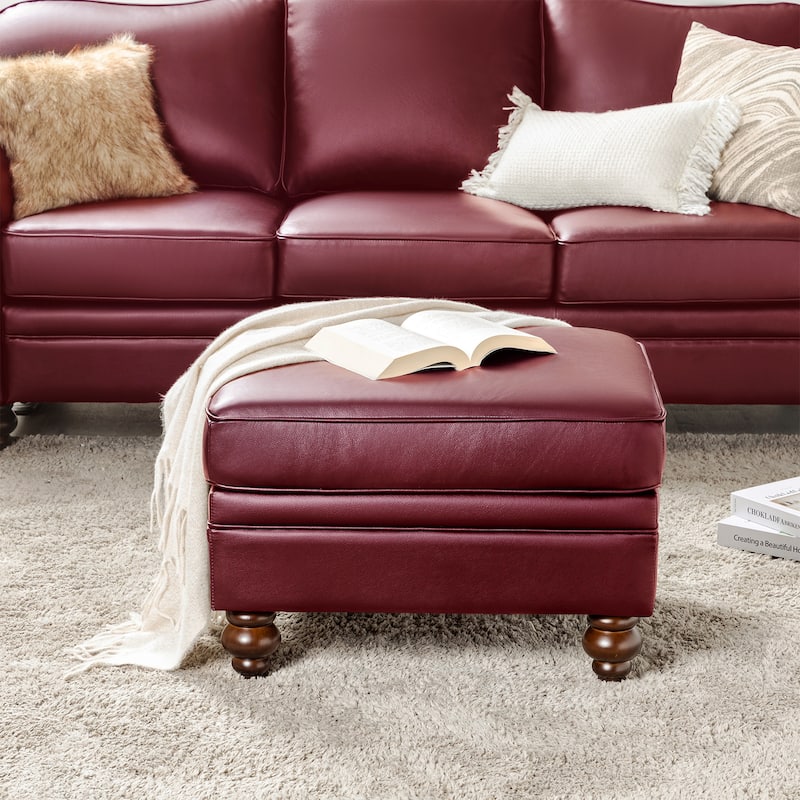 Irene Contemporary Genuine Leather Water Resistant Ottoman by HULALA HOME