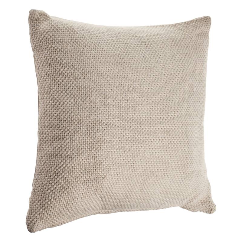 18" Cream Solid Handcrafted Square Throw Pillow