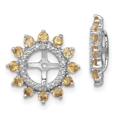 Curata 925 Sterling Silver Diamond and Citrine Earrings Jacket - 14x14mm Wide