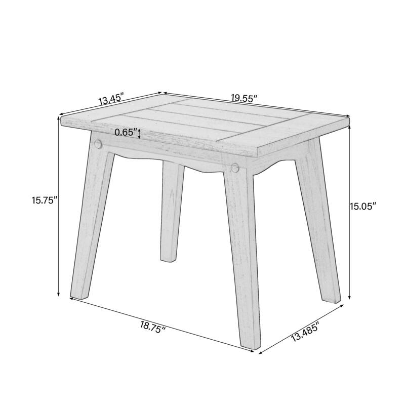 3-Piece Outdoor Patio Wood 2 Set Chairs with Side Table