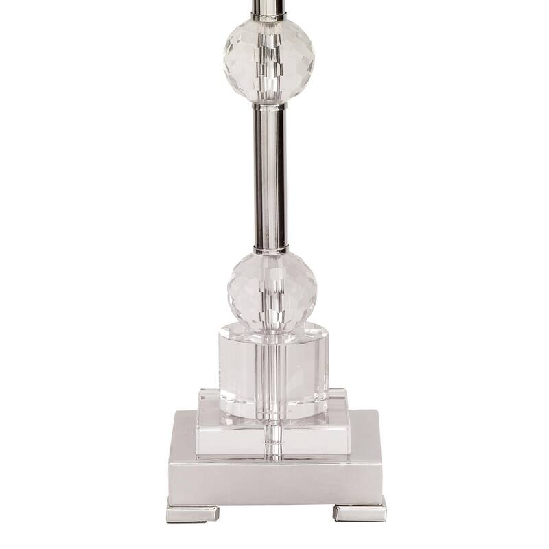 Glass Room Table Lamp with Crystal Embellishments - Silver - Roche River Decor