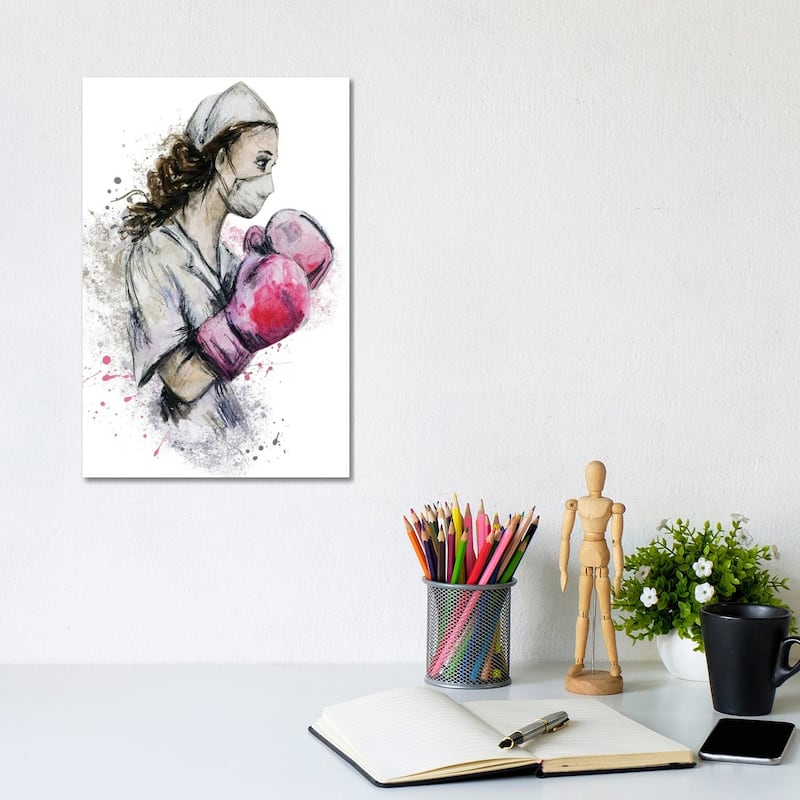 iCanvas "Fighting Nurse II" by Ephrazy Graphics Canvas Print - 12x8x0.75