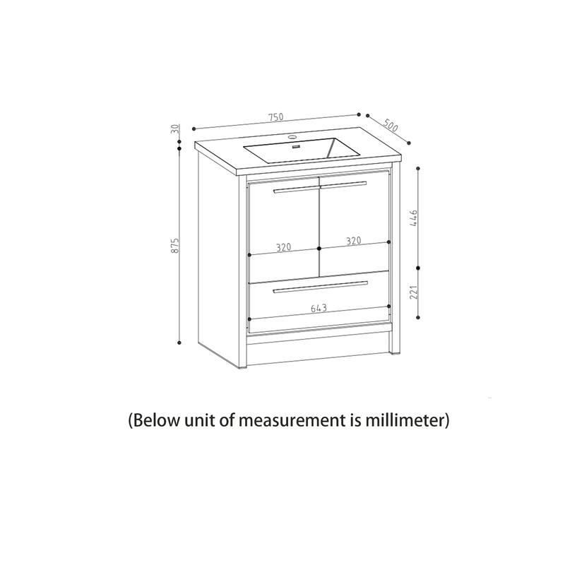 Freestanding Bathroom Vanity Set in HG-White with Integrated Solid Surface Sink